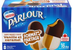 Barres de dessert glacé enrobées à moitié Vanille et caramel