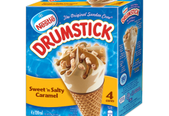 DRUMSTICK Sweet N' Salty Caramel Frozen Desert Cones, Multipack, 4 x 130ml.