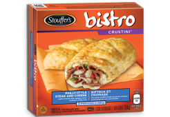 STOUFFERS Bistro Crustini Philly-Style Steak and Cheese, 256 grams.